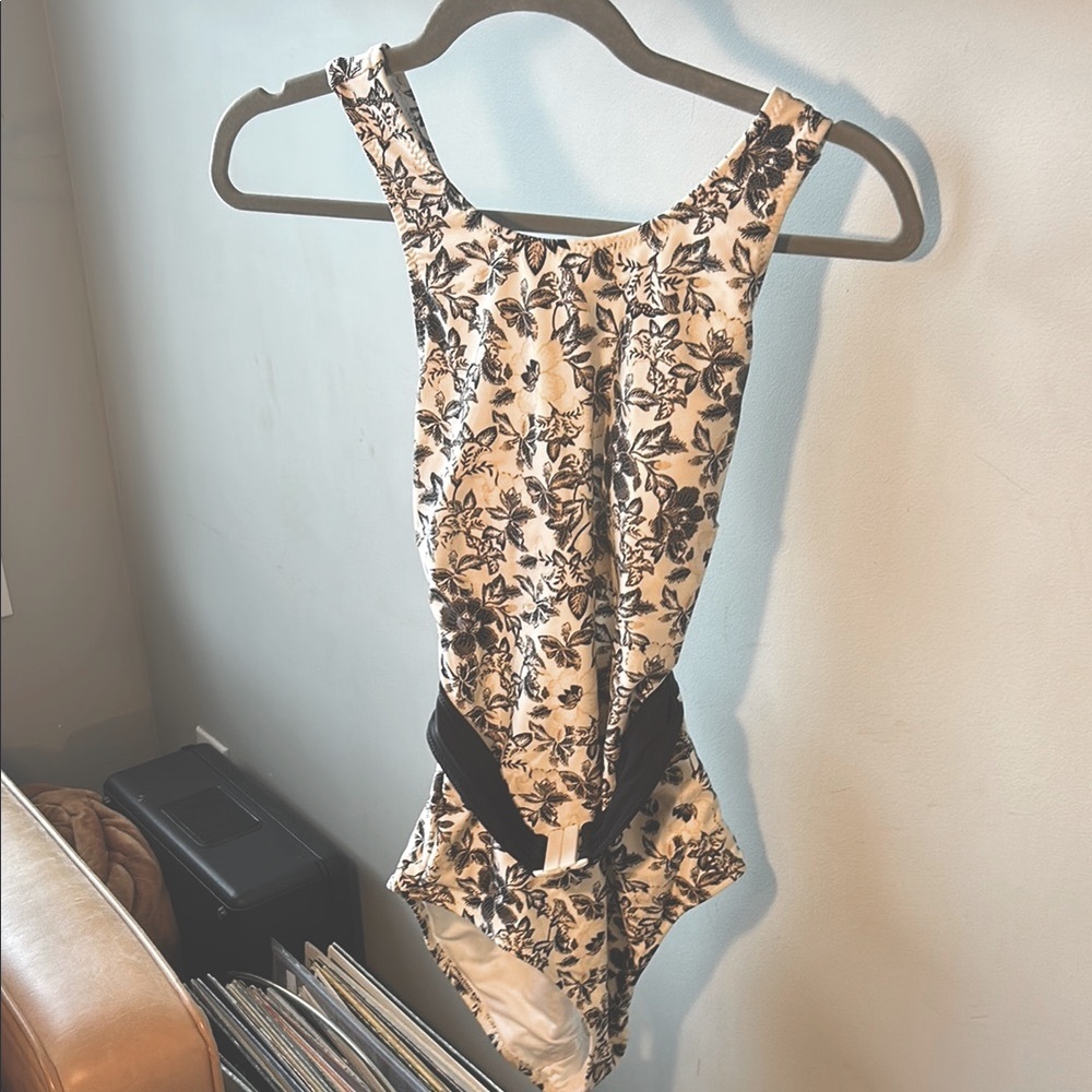 Old Navy Black and White Floral Swimsuit